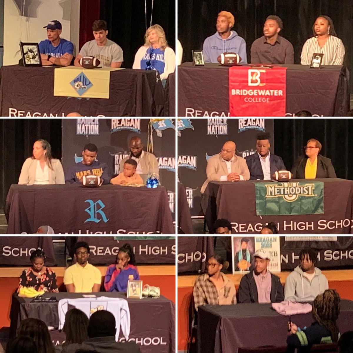 Congrats to the <a href="/RaidersFB/">Reagan Raiders FB</a> players as they signed their NLI

4 going to play football, while the other 2 are heading to the next level for track &amp; field. 

This class had 10 sign for 🏈! #RaidersGoNextLevel
<a href="/Nick_hall___11/">Nick hall</a> <a href="/PurvisMakhi/">Makhi Purvis</a> <a href="/tsion_saunders/">Tsion Saunders</a> <a href="/CjMccoy11/">Cj Mccoy</a> <a href="/coachjtmcgee/">Josh McGee</a>