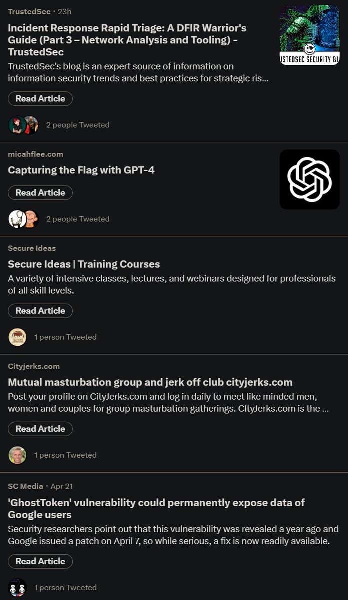 This is a risky tweet, but I signed up for Blue for the boost on my tweets. That being said, I didn't notice a huge boost in views but have enjoyed the "Top Articles". It was usually on point, but there is one that was questionable. Then saw who shared and laughed. <a href="/troyhunt/">Troy Hunt</a>