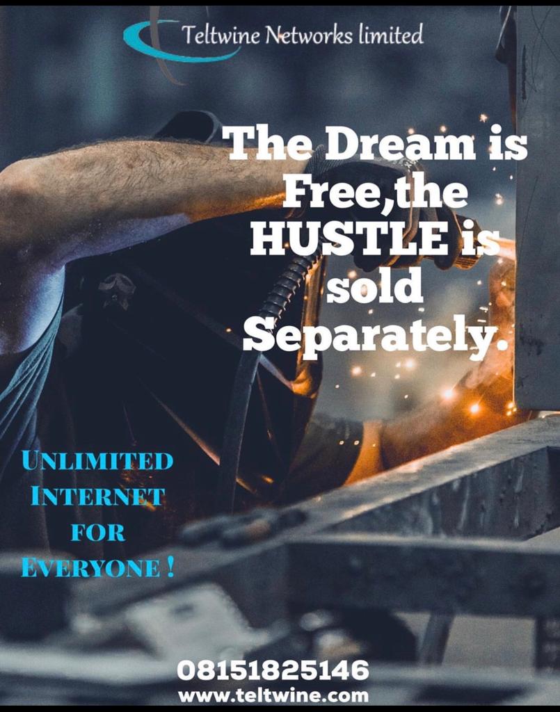 The dream is Free, the HUSTLE is sold Separately
-
#pushformore
#goodvibes
#unlimitedinternet
#teltwinenetworks