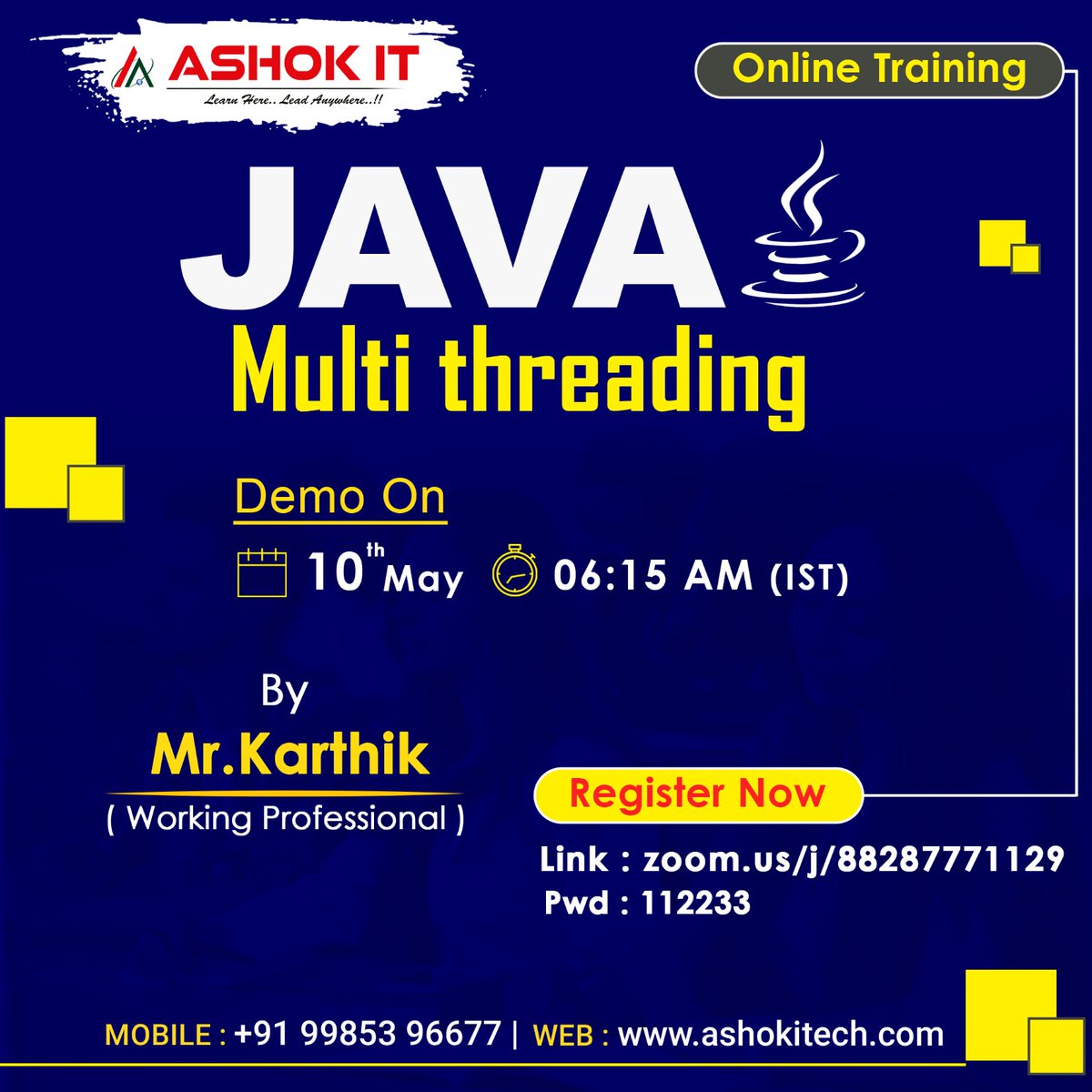 ashokitschool's tweet image. 📷  Java Multi Threading 📷
📷 Enroll Now : bit.ly/3nPCr1q
📷 Free Demo On 10th-May @ 06:15 AM IST
📷 Visit : ashokitech.com
CALL NOW: +919985396677
#JavaMultithreading #java #programming #ashokit #coding #onlinetrainighyderabad