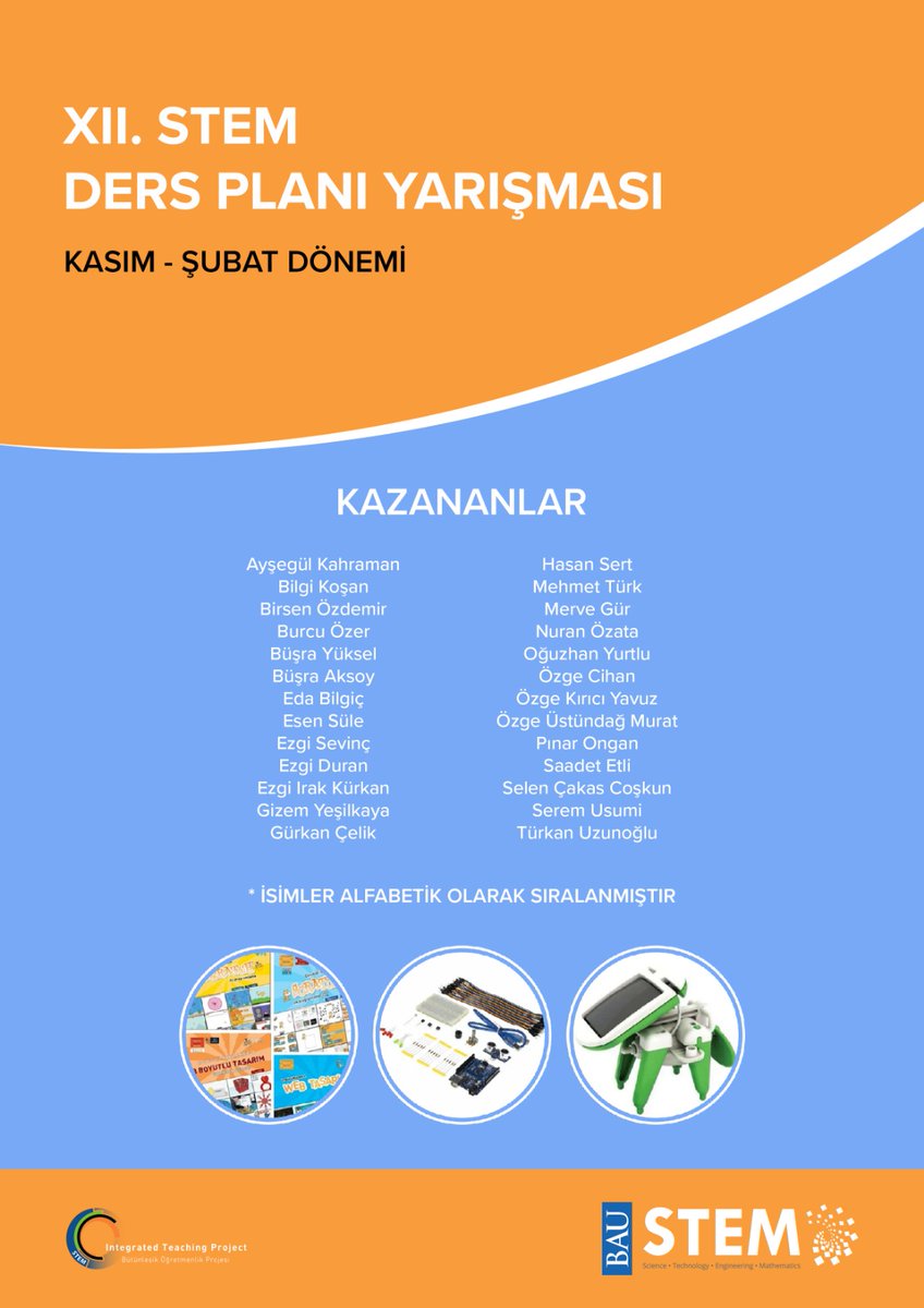 22-23 eğitim öğretim yılı Kasım-Şubat döneminde başvuruları açık tutulan XII. STEM Ders Planı Yarışmasının değerlendirmeleri tamamlandı! Katılım gösteren bütün öğretmenlerimize teşekkür ederiz. 
#STEMgelecektir