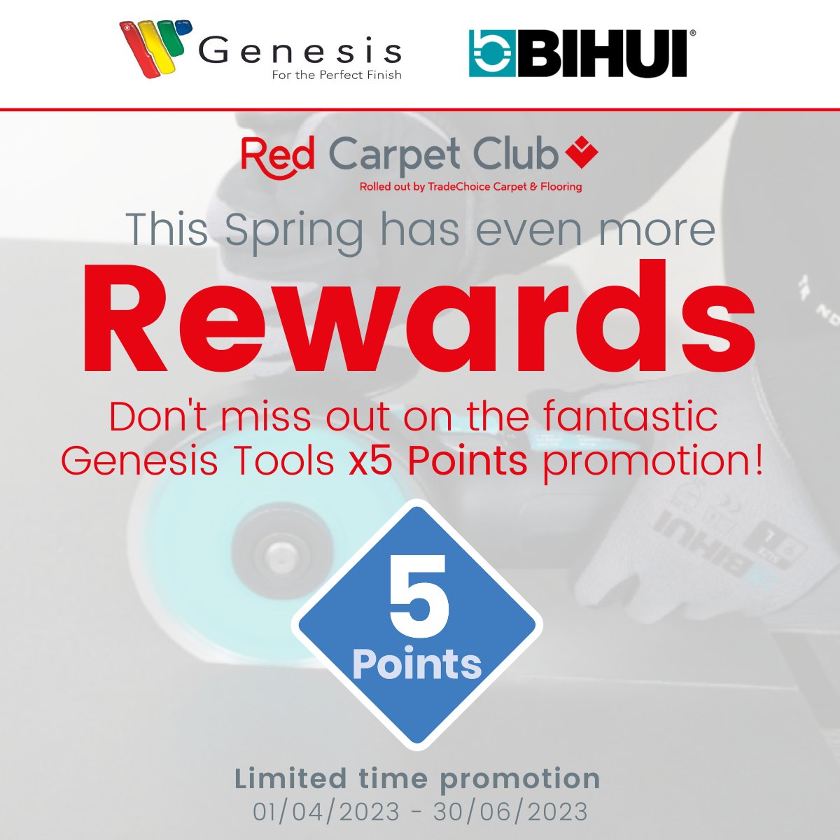 TradeChoice Carpet & Flooring (@tradechoicecnf) on Twitter photo π€© Earn x5 Red Carpet Club points this spring on selected <a href="/GenesisAPS/">GenesisGlobalSystems</a> Tools products with us
π΄ Yes, you heard correct, x5! Available through orders collected or delivered
π Valid 01/04/2023 - 30/06/2023
π Find out more about our Genesis tools ranges: ow.ly/Q8ny50Nx7Qt π€© Earn x5 Red Carpet Club points this spring on selected <a href="/GenesisAPS/">GenesisGlobalSystems</a> Tools products with us
π΄ Yes, you heard correct, x5! Available through orders collected or delivered
π Valid 01/04/2023 - 30/06/2023
π Find out more about our Genesis tools ranges: ow.ly/Q8ny50Nx7Qt