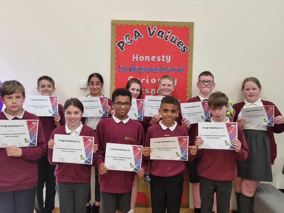 DTPartington's tweet photo. Congratulations to  a group of Yr 6 children who have been receiving extra support with their Maths from White Rose tutoring in the lead up to SATs.  Mr Gordon from White Rose is very proud of all of their efforts over the last few months and has praised them for working so hard. https://t.co/vlzrh0En6D