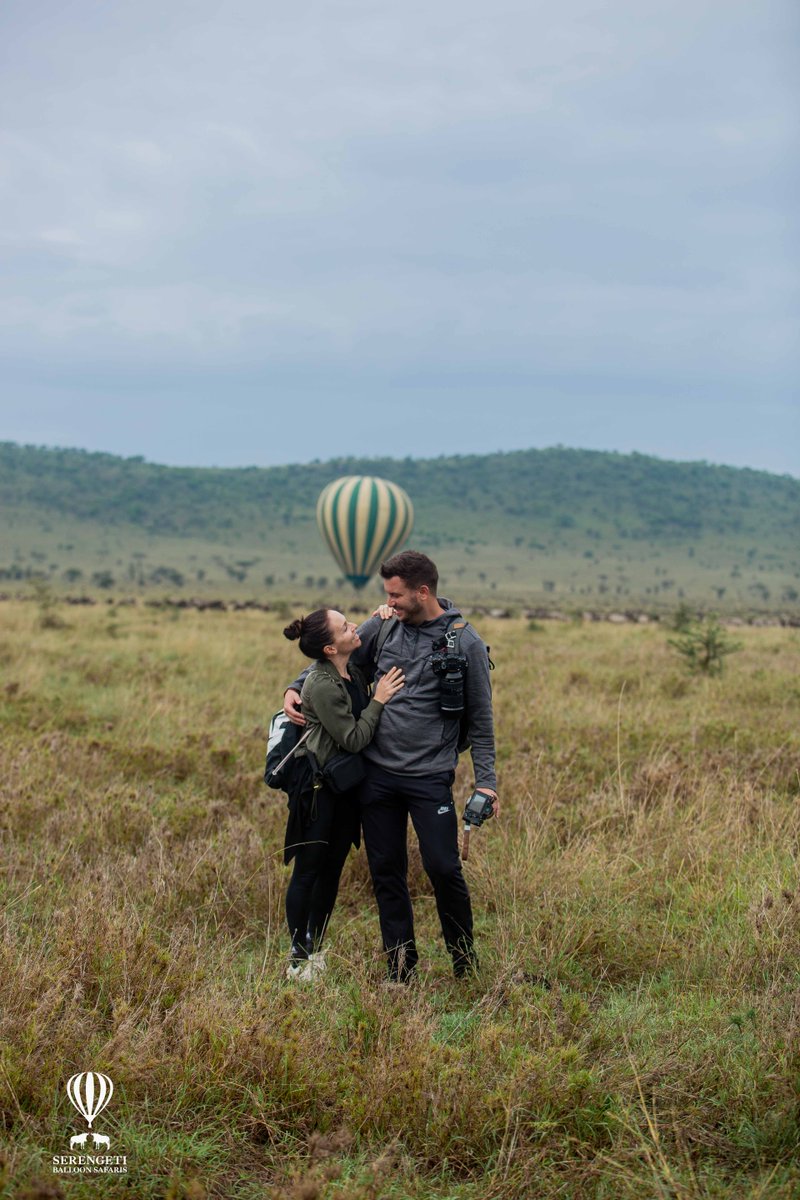 "Love is in the air! 🎈✨ Our newlyweds are taking their love to new heights with a breathtaking hot air balloon ride over Serengeti National Park. 💕🌄#balloonride #wildlife #travelphotography #hotairballoon #tanzania #serengeti #balloonsafari