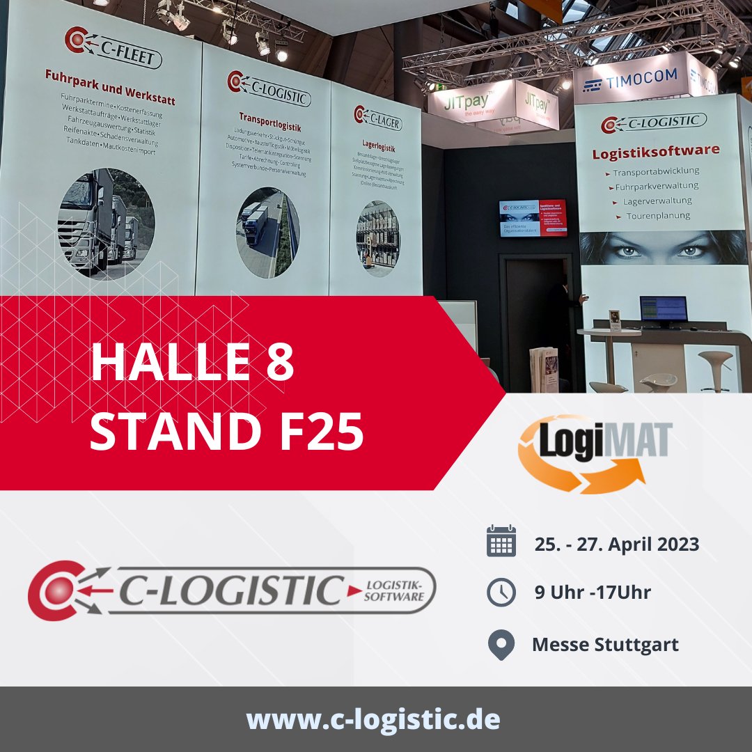 CLogistic's tweet photo. 📢 Guten Morgen liebe @LogiMAT_Messe 2023 Besucher! Der erste Tag war ein voller Erfolg und wir freuen uns auf den Start des zweiten Tages.

#logimat2023 #messe #intralogistik #speditionssoftware #logistiksoftware #lagersoftware https://t.co/GxYBAUMnX4