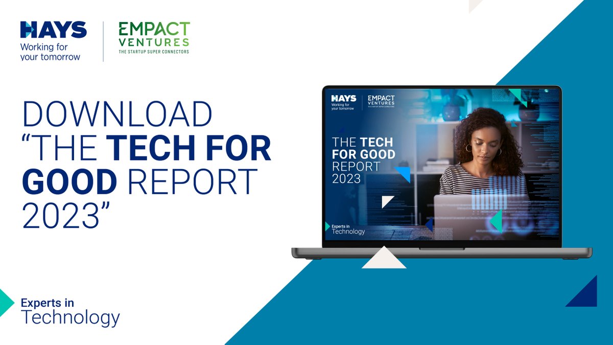 🌍 The Tech for Good Report 2023, by Hays and Empact Ventures, showcases the leading #tech companies that are improving society, from #ClimateTech and #MedTech to #EdTech and #FoodTech. Download the report and get inspired.

👉 link.hays.com/41CbtcN

#WorkingForYourTomorrow