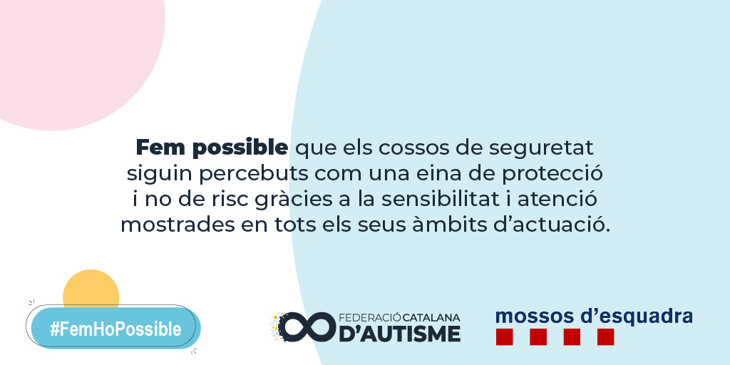 FedCatAutisme's tweet image. ❗️@mossos s&apos;adhereix a la campanya #FemHoPossible de la Federació Catalana d&apos;Autisme.

🔵 Fem possible que nens, nenes, joves, persones adultes i persones grans amb #autisme/autistes puguin tenir una vida de qualitat, serena i plena.