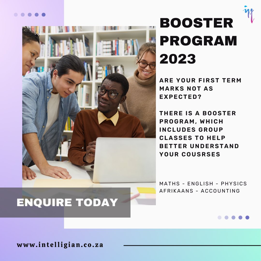 Intelligian's tweet photo. Intelligian Tutoring presents the Booster Program 2023

Enquire today for more information by visiting our website at https://t.co/bV4A5Ywz0z https://t.co/UJ3YLMvY2e