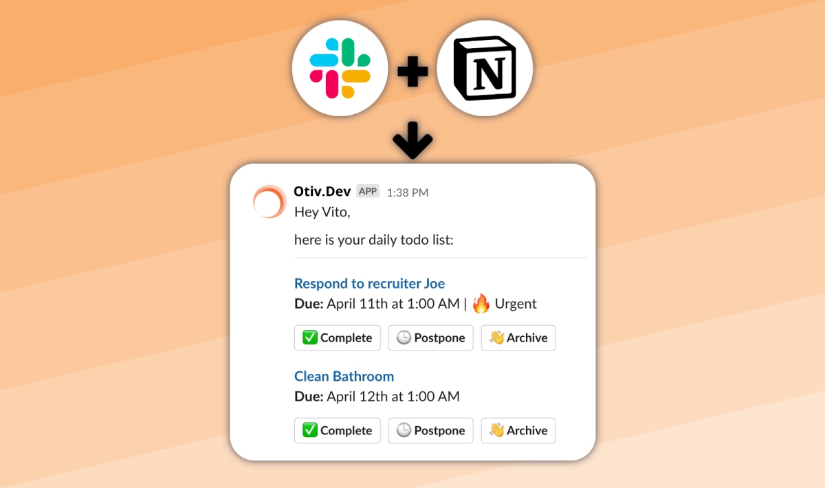 OtivDev's tweet photo. Say hi to @NotionHQ buttons directly in @SlackHQ! 😎 I am just about to put the working prototype online. Here are only a couple of things you can do with it: https://t.co/VOJ3qTOwy9