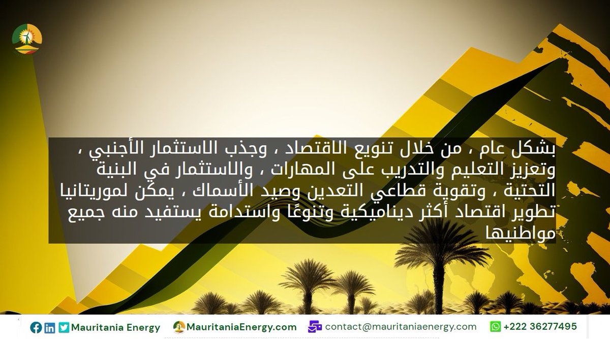 Maurienergy's tweet photo. الاقتصاد ، وجذب #الاستثمار الأجنبي ، وتعزيز #التعليم و #التدريب على المهارات ، والاستثمار في البنية التحتية ، وتقوية قطاعي #التعدين و #صيد الأسماك. ستخلق هذه الخطة اقتصادًا أكثر ديناميكية وتنوعًا واستدامة لجميع الموريتانيين

https://t.co/CdzoiAwM16 https://t.co/5jzwFdOp60