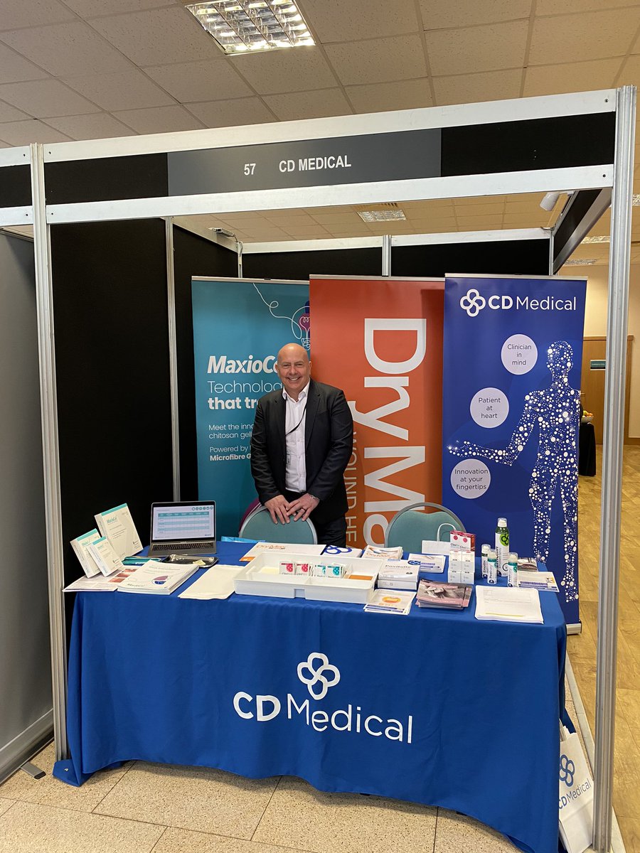 scottcdmedical's tweet photo. CD Medical are at the Society of Tissue Viability  conference in Peterborough. Come alonstand 57 to learn more about the  @cdmedical portfolio of products. #maxiocel #drymax #clinifilm #stericlens #irripod #povitulle #emollin #peeleasy #nurses #wounds #woundcare #clinicians #nhs https://t.co/4SMJmGDIVp