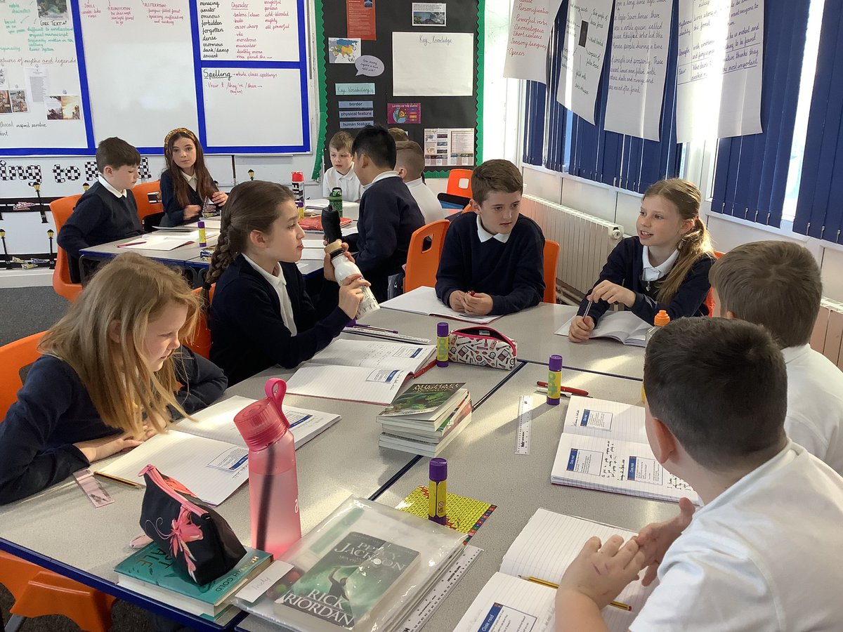 StHelensYear5's tweet photo. This morning we are using story circles to recap the first part of the Beowulf book. Fantastic summarising skills @ReadingatSHPA @PrincipalSTH @STHAssistantHT https://t.co/g672ujA55s