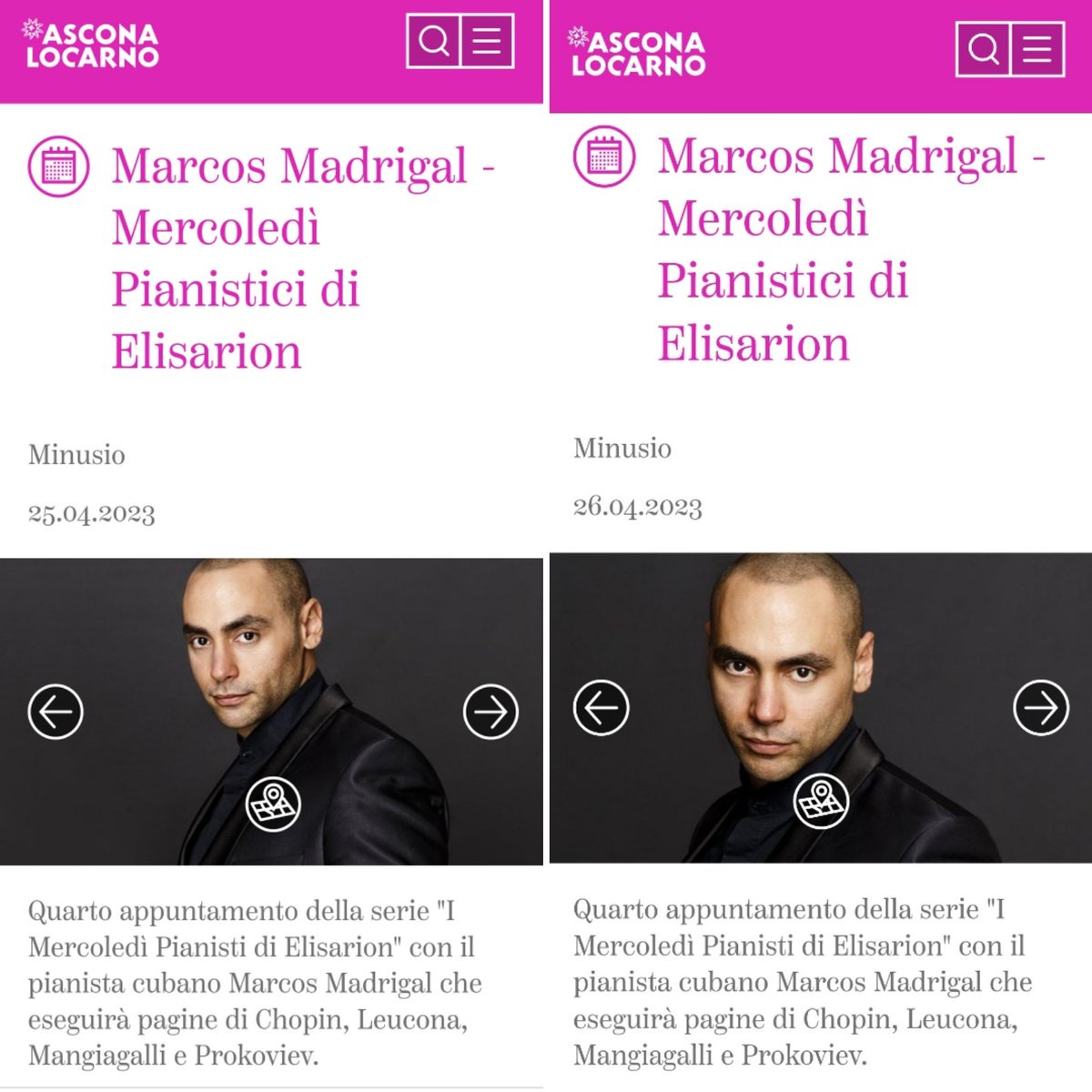 MadrigalPiano's tweet photo. #ThisWeek 🎹💖🎶
#Locarno 🇨🇭 #PianoRecital #Chopin #Prokofiev #Lecuona #MarcosMadrigal #PianistLife #ArtistLife #Mercoledì #Elisarion #Minusio @inst_la @CulturaCubaRoma @CubaReport https://t.co/WvKPiazdkY