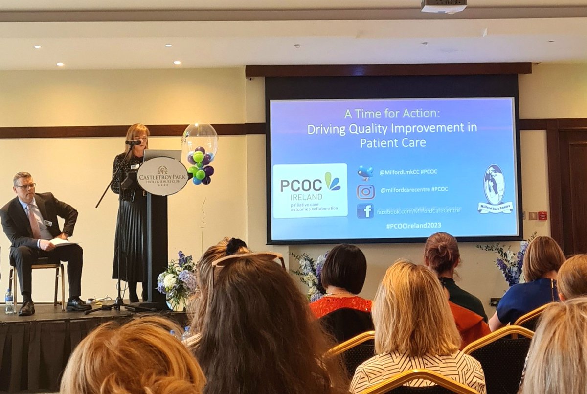 Representing @NationalQPS at today's #PCOC conference 'Time for Action: Driving #QualityImprovement in Palliative Care' - improving services for service users and families at such a vulnerable time in their lives ✨️ #patientsafety #QIreland @MilfordLmkCC