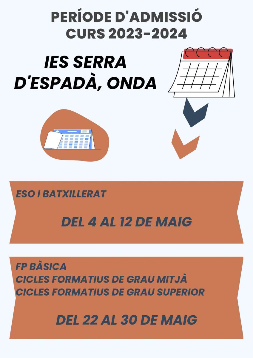 📌PERÍODE D’ADMISSIÓ A CICLES FORMATIUS
