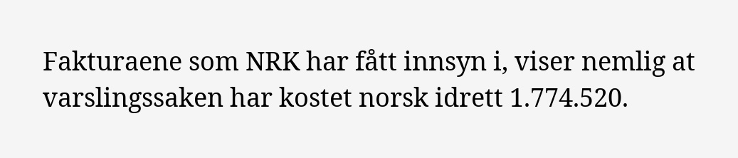 NRK: NIF-regningen vokser: – Setter norsk idrett i et dårlig lys nrk.no/sport/nif-regn…