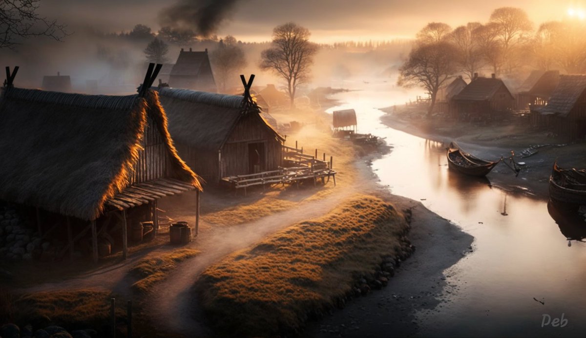 dvorahfr's tweet photo. Early morning in a Viking village, everything is calm in harmony with nature... https://t.co/qA0LB1jpJS