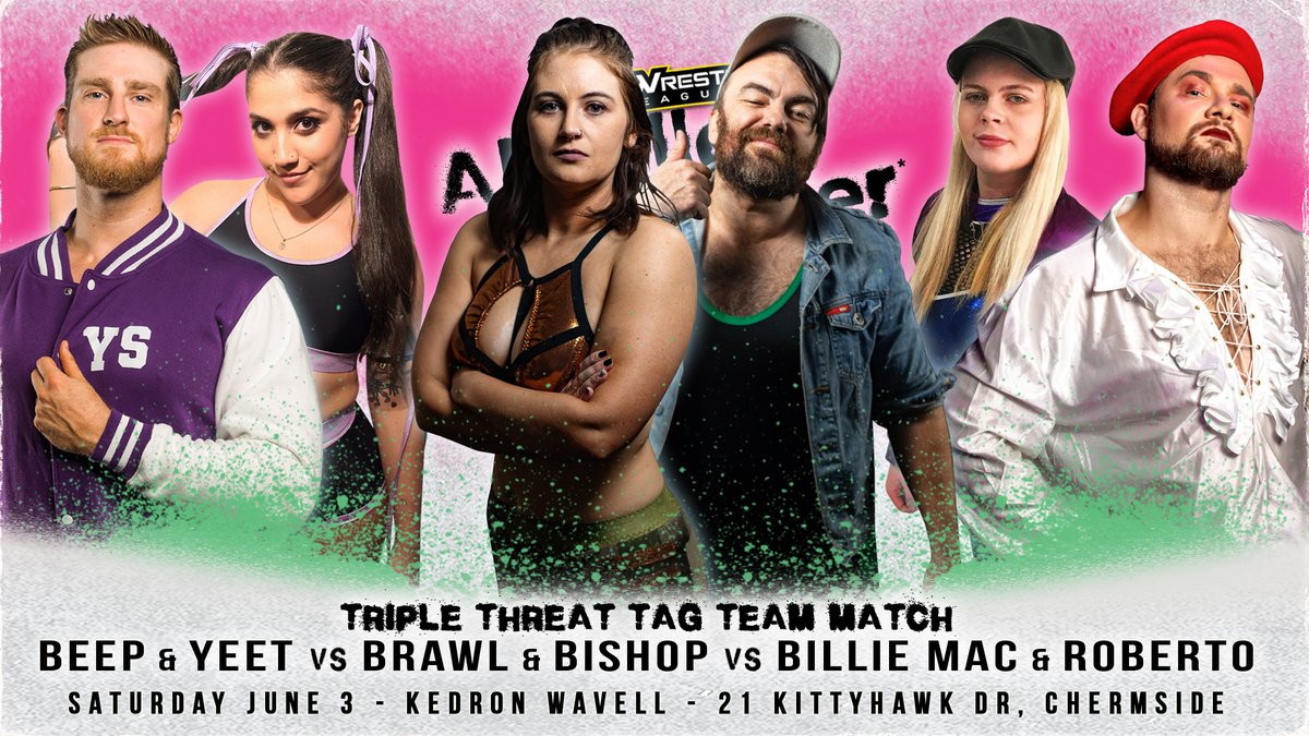 The rivalries between the women of PWL and their stable mates have been heating up in recent times, so we're going to settle things in a triple threat tag match on Saturday June 3rd!

Which team will walk out of Kedron-Wavell RSL victorious?

Tickets: bit.ly/3ZUnQ2W