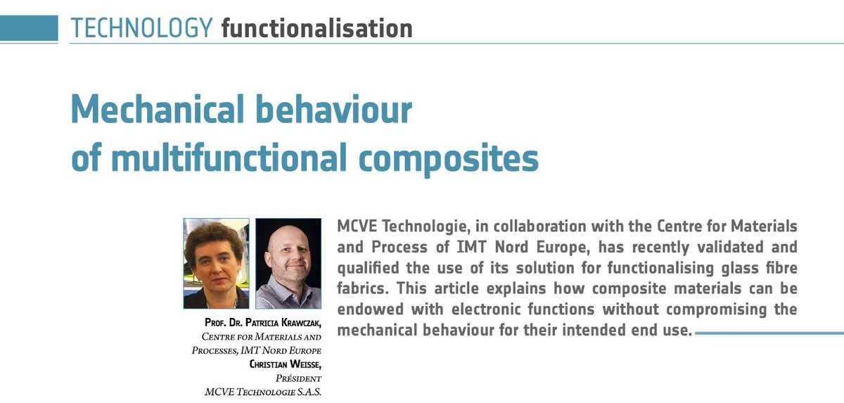 P_Krawczak's tweet photo. [#PressCorner #JECWorld2023]

#SmartComposites: Our recent work on the mechanical behaviour of multifunctional composites is featured in @JECComposites Magazine N°150 p84-87

Meet with the authors of the paper on @IMT_NordEurope &amp; @MCVETechnologie booths (5R92 &amp; 6M4) at #JECWorld https://t.co/xyKYImDsM6