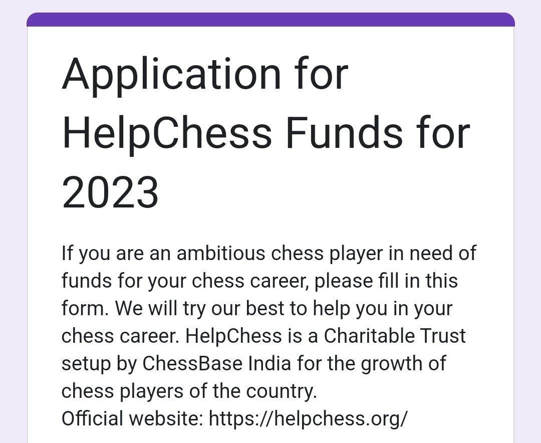 ChessBase India on X: HelpChess currently has a total of Rs.15,66,962  (donations by Believers +  memberships). This amount will be  utilized to support chess players. If you are a chess player