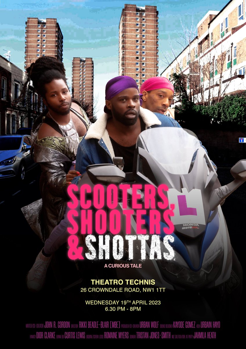 Great to see Team Angelica strike again.

Brilliant new work by <a href="/john_r_gordon/">John R Gordon</a> &amp; @RikkiBB at <a href="/TTechnis/">Theatro Technis @ 26 Crowndale</a> in Camden.

"Scooters, Shooters and Shottas" and "Toxic: Much ado about Hamlet the shrew" part of <a href="/1623theatre/">1623 theatre company</a> #QueerFolio series!