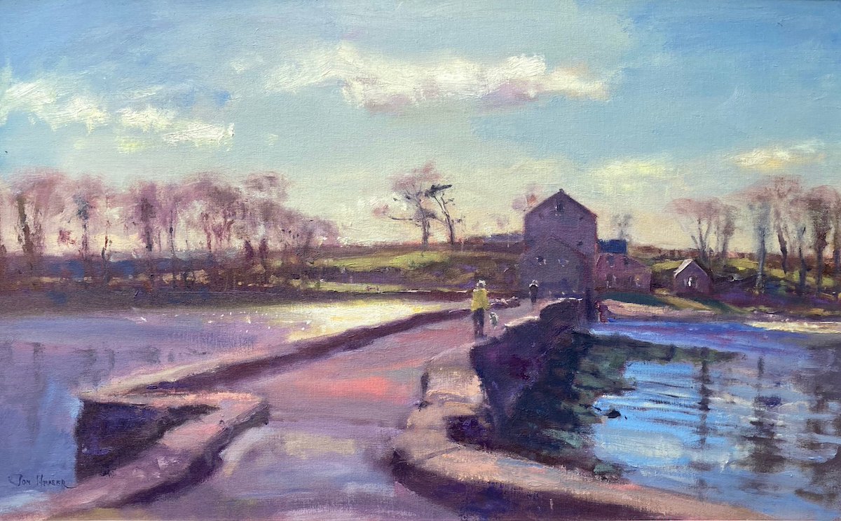 Another painting off to its new home!
This is "Winter Walk, Carew" painted on location at the beautiful Carew Tidal Mill.
Many thanks to the painting's new owners and the Gallery Girls at the Golden Sheaf, Narberth. <a href="/SheafGallery/">The Golden Sheaf</a> 
#Carew #carewtidalmill #originalart #originaloil