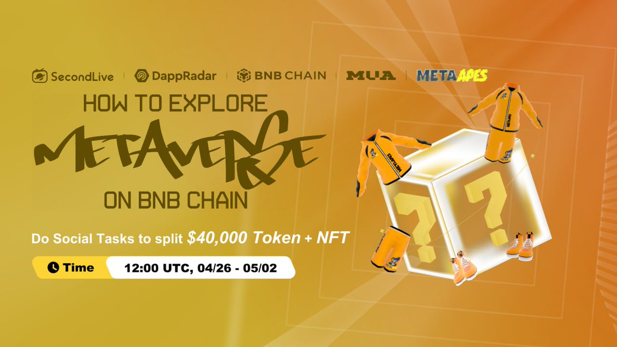 MetaApesGame's tweet photo. 🔍 Hey fam, embark on a Metaverse adventure with us on @BNBCHAIN!

🤑 Complete Meta Apes social tasks to secure your Mint Clothing Qualification(OAT) from April 26.

✅ Tasks link: https://t.co/mlzF04ZUPx

@SecondLiveReal #Web3 #ExploreMetaverse https://t.co/i6y5hNBJRb