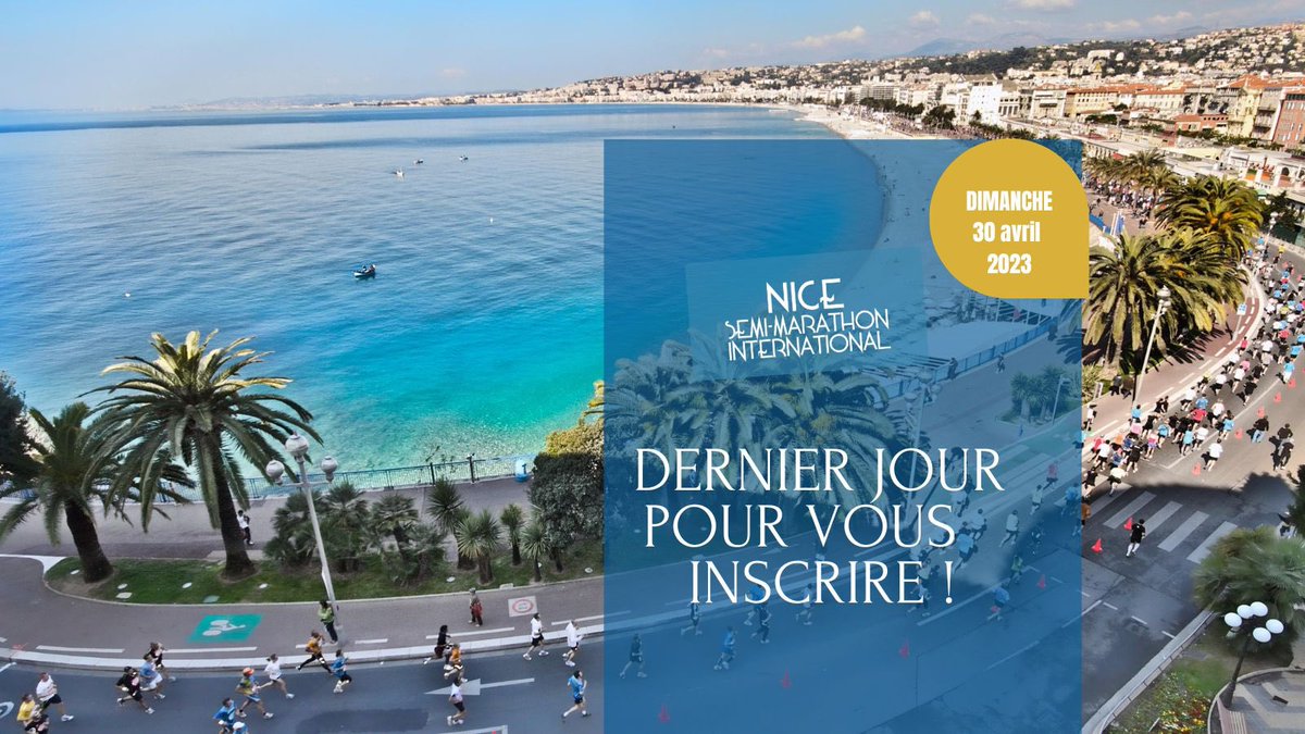 [Dernier jour] Vous avez jusqu’à minuit ce soir pour vous inscrire !🔥🔥<a href="/SemiMarathon06/">Nice Semi-Marathon</a> ➡️nicesemimarathon.com <a href="/VilledeNice/">Ville de Nice</a> <a href="/ExploreNCA/">Explore Nice Côte d'Azur</a> <a href="/F3cotedazur/">France 3 Côte d'Azur</a> <a href="/BFMTV/">BFMTV</a> <a href="/Nice_Matin/">Nice-Matin</a> <a href="/VisitCotedazur/">Côte d'Azur France</a> <a href="/Dacia_FR/">Dacia France</a> <a href="/Runningconseil/">Runningconseil</a> <a href="/PetitesAffiches/">📙 Petites Affiches06</a>