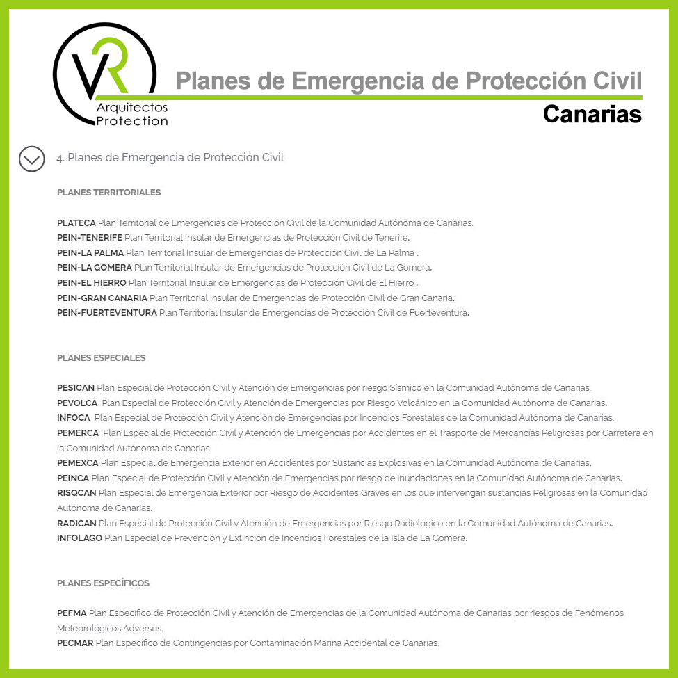 VRarqProtection's tweet image. Consulta en nuestra web vrarquitectos.es los #Planes de #Emergencia disponibles en todo el ámbito de #Canarias en nuestra sección de #Normativa

✅Enlace:
vrarquitectos.es/index.php/mas-…