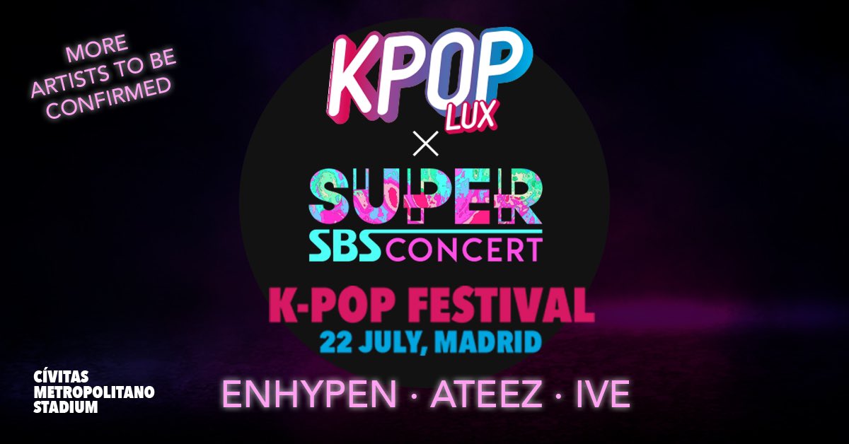 enhypenupdates's tweet photo. [INFO] 230426

ENHYPEN is reportedly part of the 1st lineup for KPOP LUX x SUPER SBS CONCERT in Madrid, Spain to be held on July 22 at Cívitas Metropolitano Stadium!

📍 Capacity: 68,000+

@ENHYPEN_members @ENHYPEN #ENHYPEN #엔하이픈 https://t.co/Cx5dezHFPh
