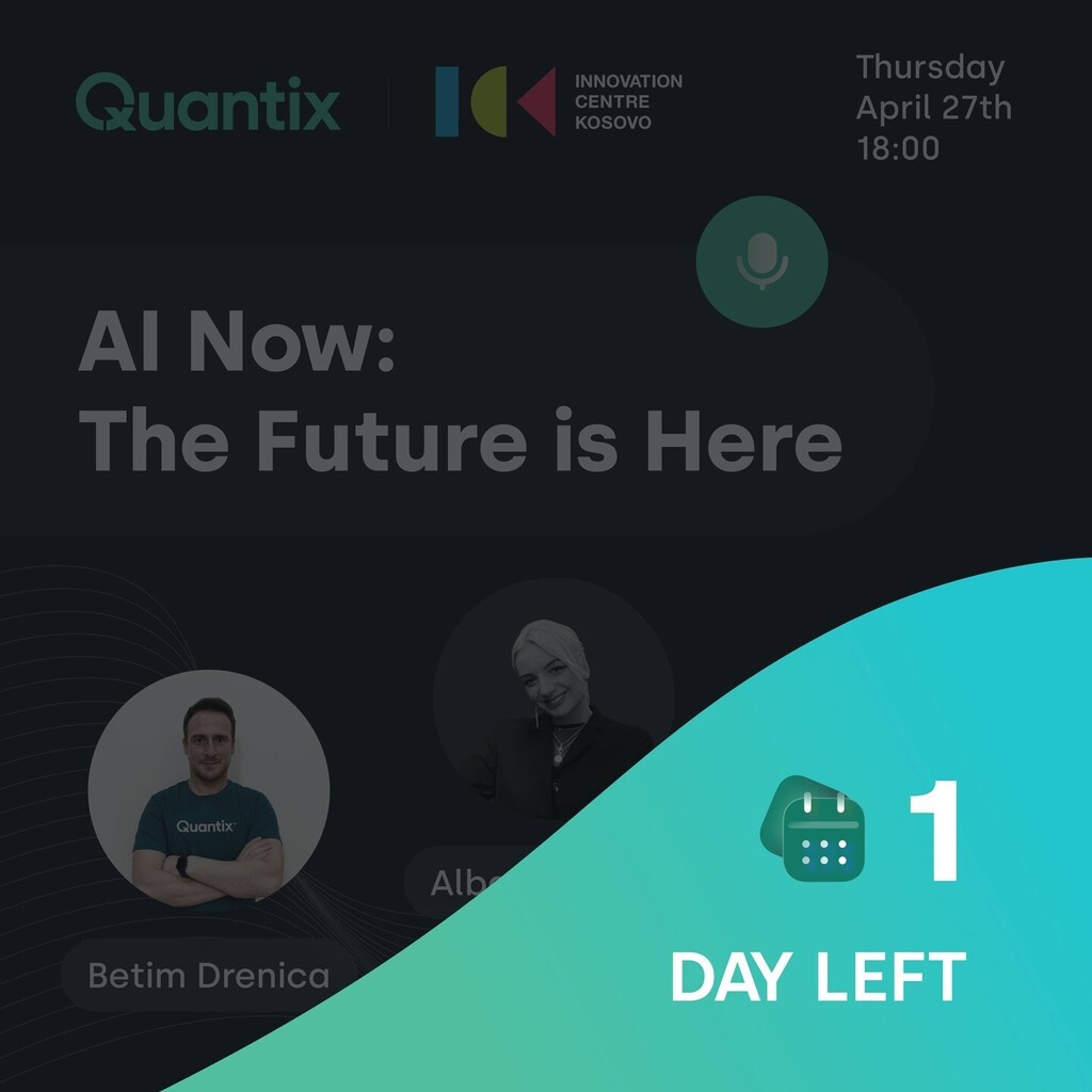 quantixllc's tweet photo. Happening tomorrow: A️I Now - The Future is Here⚡ 
Make sure to be there!

@ickosovo at 18:00 📍 

#techevent #AI #countdown https://t.co/9DmPNiG7IS https://t.co/Q4N9NrsRFW