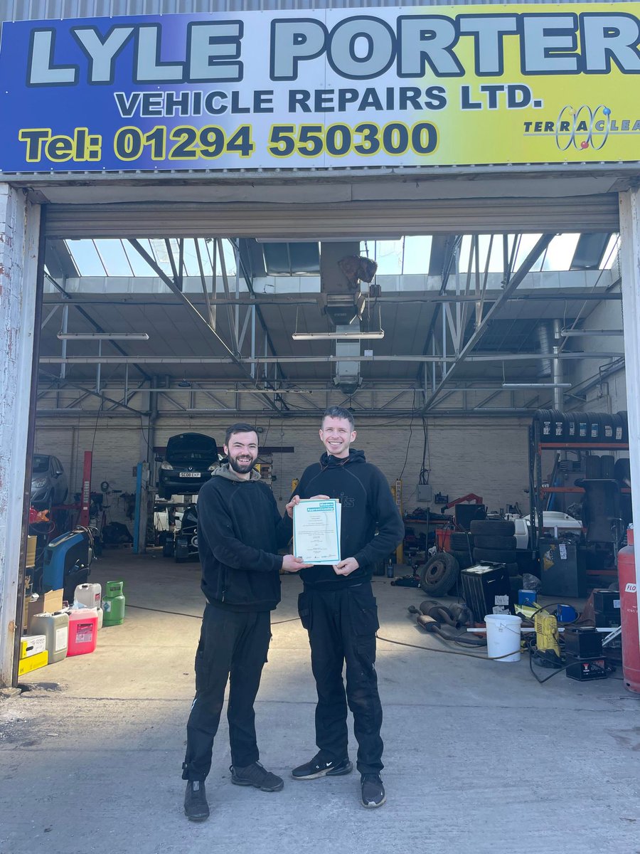 We visited our Apprentice Cameron Miller at Lyle Porter Vehicle Repairs of Kilwinning recently to see him presented with his <a href="/skillsdevscot/">Skills Development Scotland</a> funded MA certs by company owner Lyle Porter - well done Cameron all the very best for the future and thanks to all the team at Porters!