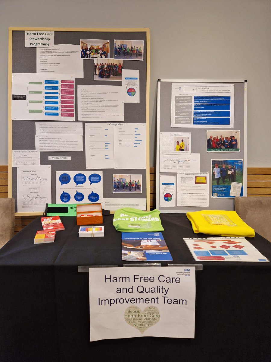 WestHertsHFC's tweet photo. The Harm Free Care and QI team are ready to discuss with you their amazing work and achievements. Come to say hi at our stand😁👀#ptsafetysummit @CarterTreacle @ptsafetyWHTH @guccichelle https://t.co/Gj19qKXTK3
