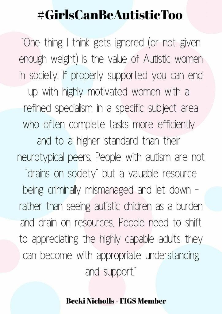 #autismawarenessmonth 

Because girls can be so efficient at masking &amp; appearing “normal”, they can often go undiagnosed well into adult life. 

#autism #autistic #autisticgirls #masking #undiagnosed #education #employability #gifts #strengths #awarwness #acceptance #support