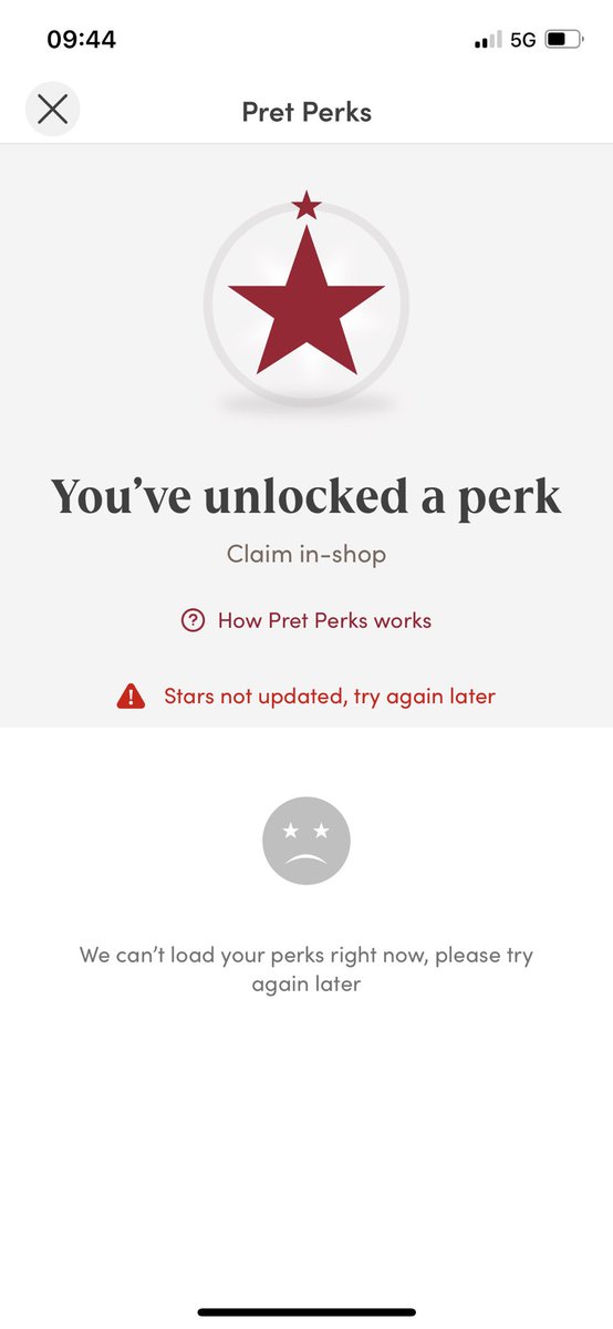 edlewis84's tweet photo. @Pret the app has been like this for over a week now! Any ideas? https://t.co/K7tPVcYKEI