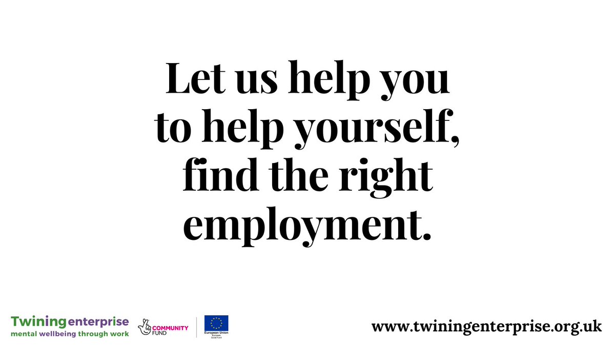 Twining_news's tweet photo. Let us help you to help yourself, find the right employment. We’re a London charity looking to support people aged 19 or over who suffer with #mentalhealth conditions find #sustainablework.
Our services are free of charge. Email us direct on info@twiningenterprise.org.uk https://t.co/dmiIUfc1QF