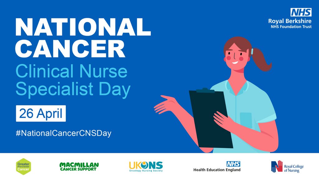 Happy National Cancer CNS Day! We have 27 CNSs here at Royal Berkshire NHS Foundation Trust who do a brilliant job supporting patients with cancer, their families and colleagues around the Trust. A big thank you for all you do and enjoy your celebrations! 

#NationalCancerCNSDay