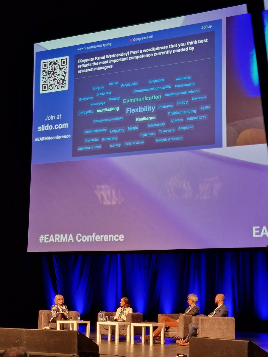 KristelToom's tweet photo. @dorisalex_tweet is asking - Most important competence currently needed by research managers -> FLEXIBILITY and COMMUNICATION 
#earmaconference #Prague #EARMA @EARMAorg @dorisalex_tweet #flexibility #communication https://t.co/WAAhii0mG1