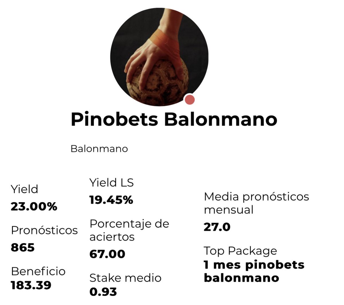 Bet2Earn's tweet photo. 📊 54.2% de Yield 
🤑 +3.5 Uds

Gran mes de Abril le está quedando a @Pinobets1 en su servicio de Balonmano 🤾‍♂️

Acumula un 23% de Yield en 865 Picks ✅

Contrata su servicio aquí➡️ https://t.co/nB9HfbTgNi

Dudas/contrataciones 📲 @bet2earnhelp https://t.co/RmAy3UMz3m