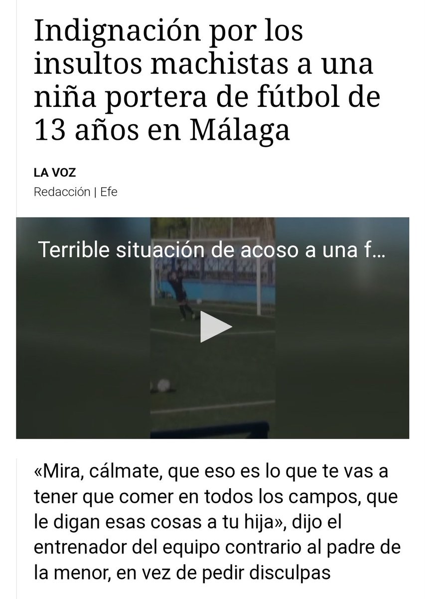 CristianBilba12's tweet photo. "P*ta, te comes más p*llas que goles, guarra" "Danos tus Instagram que tienes un culazo". Esto y más lindezas dichas por un grupo de chicos menores.

El entrenador contrario, adulto, le restó importancia porque "tiene que acostumbrarse".

Y así es como se transmite el machismo. https://t.co/mhws1Ouphq