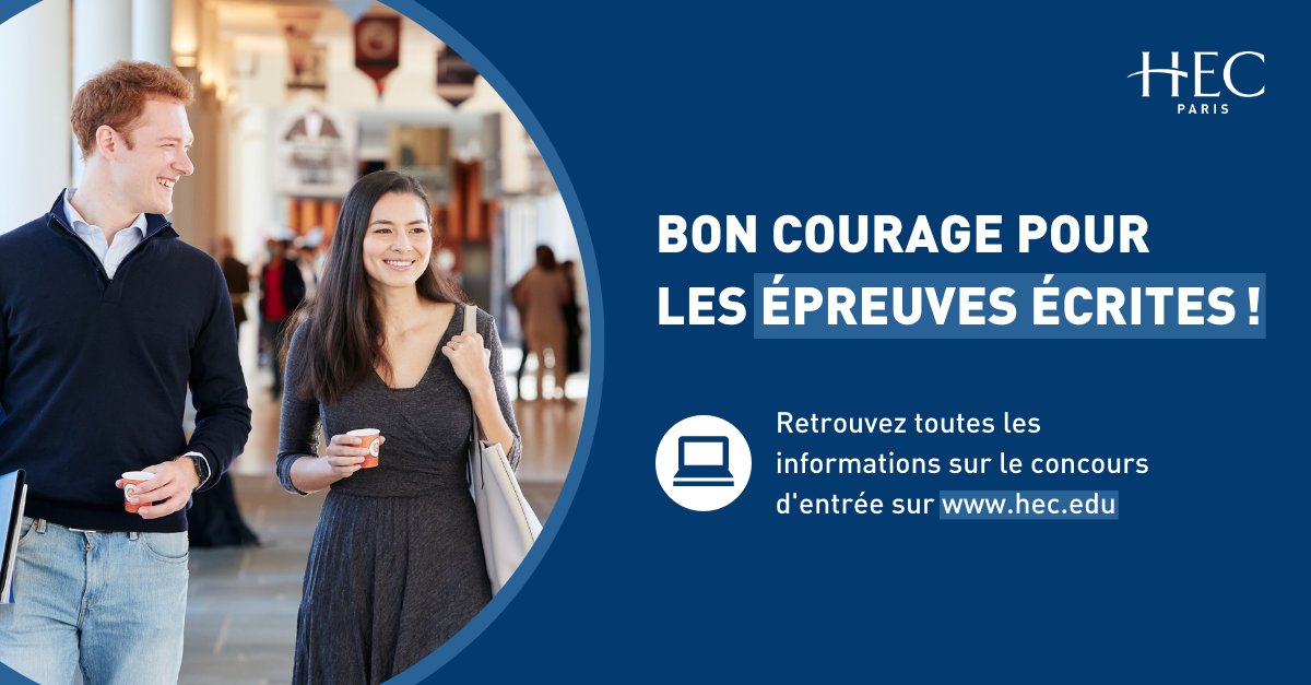 HECParisMasters's tweet photo. 🍀 Bon courage à tous les étudiants de classes #prépa pour les épreuves écrites du #concoursBCE! Nous espérons vous retrouver très bientôt pour les oraux à @HECParis. Plus d'infos sur les épreuves :https://t.co/bflMJ6mlA2 https://t.co/6asyr3j2Pd