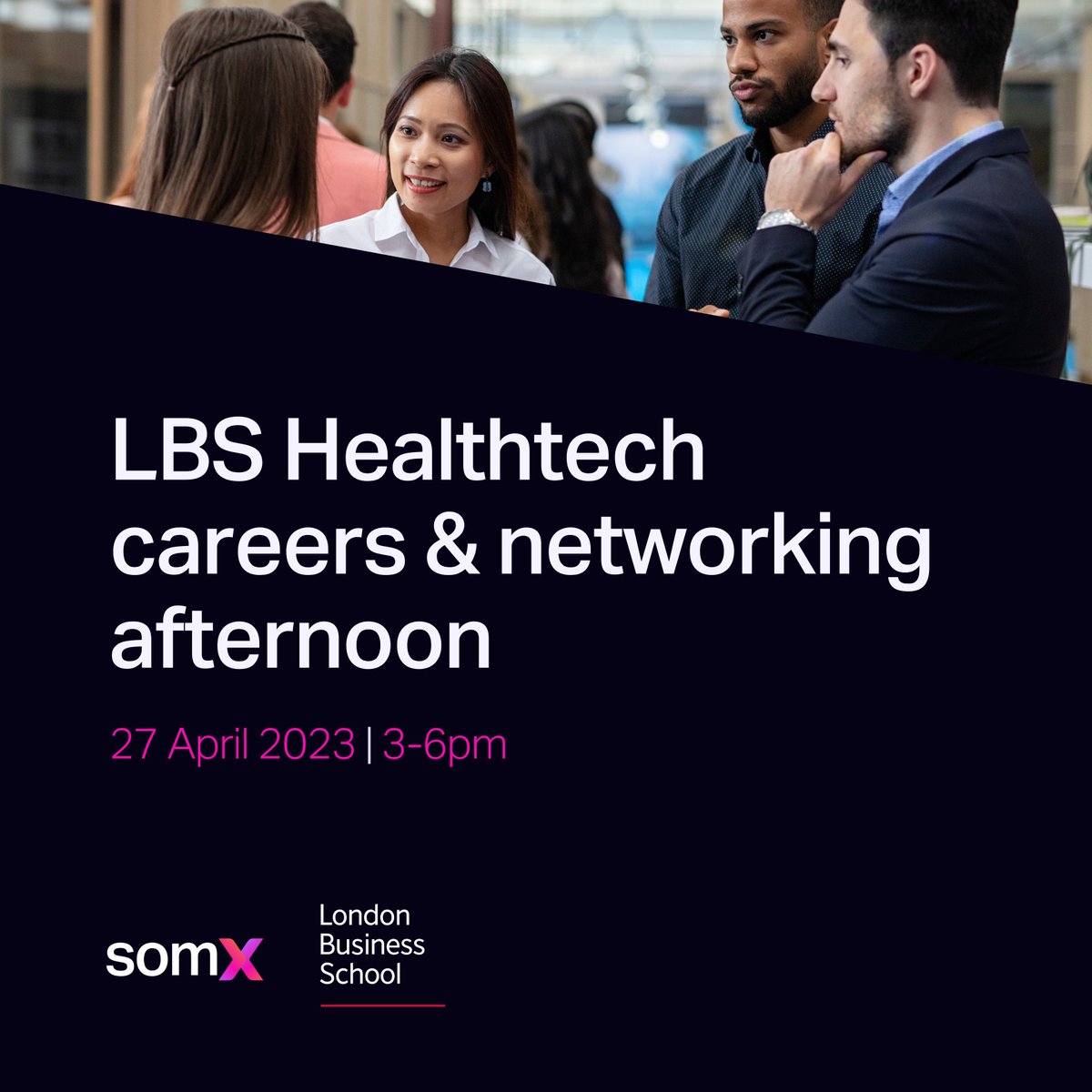 somXhealthtech's tweet photo. On Thursday, we'll be attending @LBS' #healthtech careers &amp; networking afternoon.

Adama, Hollie and Indi will be on hand to answer all your Qs about what a role in healthtech marketing looks like. 

#somx https://t.co/syZpE5sa4L