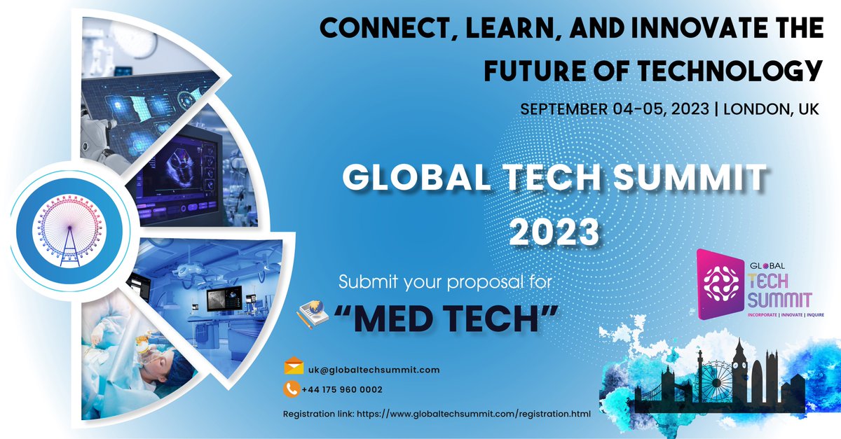 GlobalTechSmmit's tweet photo. ⚕️Time is running out to submit your Tech Talk proposal for #MedTech Session at #GlobalTechSummit⚕️

✨Present your #medtech talk on cross-cutting issues important to the #medicaldevice #healthcare &amp; #digitalhealth industries

📌Submit proposals at https://t.co/qR1uO5gikx https://t.co/BUZ0YY4nnp