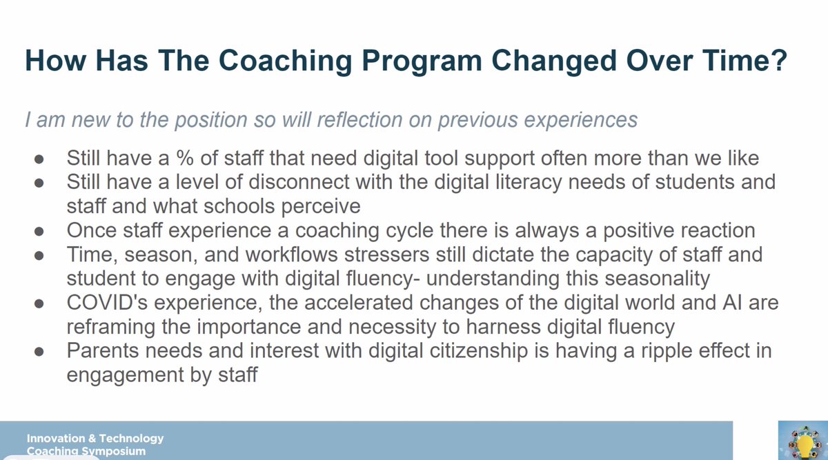 Staff still need tool help. 

Disconnect with digital literacy needs.  

Time is an issue for Professional Learning and Coaching for teachers to engage. 

Parents -- may help to push digital literacy engagement by staff. 

#edFutureDigital <a href="/21cli/">21st Century Learning</a> @jmikton