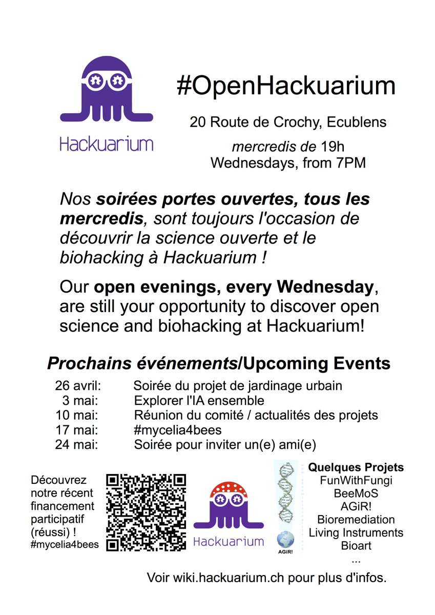 Au cas où voici le planning pour nos prochaines soirées portes ouvertes, #OpenHackuarium. à partager! // Just in case, here is the planning for our next #OH eves...