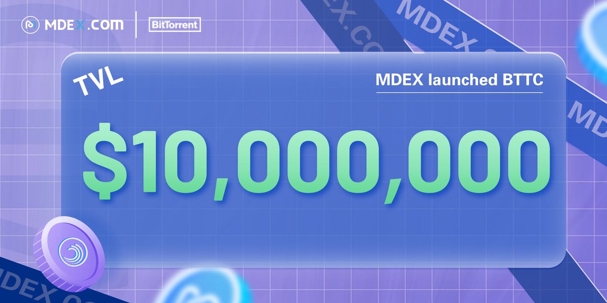 🎉Exciting news!🚀 💰#Mdex has successfully deployed #BitTorrent Network, with a staggering TVL surpassing $10 million! 🥳 Join us in celebrating this milestone！ mdex.com/#/liquidity?la… 🙏 Sincerely appreciate support from @justinsuntron @HuobiGlobal @BitTorrent @trondao