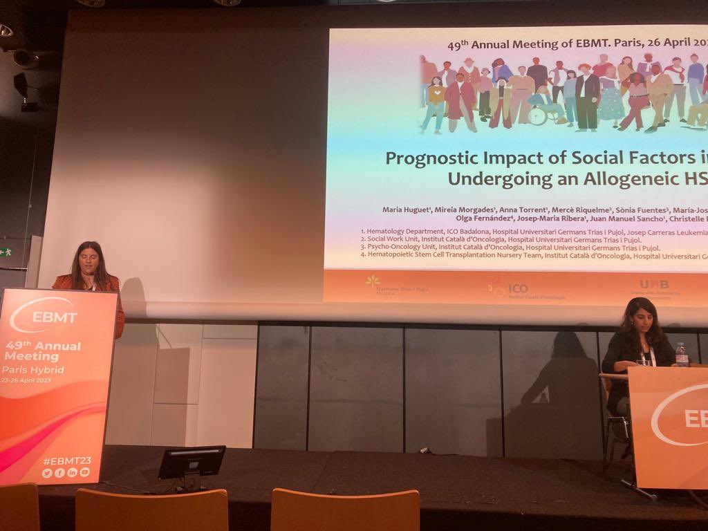 Excellent talk about the impact of social factors of patients who received an allogeneic SCT. Congratulations <a href="/mariahuguetmas/">Maria Huguet</a> #EBMT2023 #EBMTParis <a href="/HematoCanRuti/">Hematologia ICO Badalona - Germans Trias i Pujol</a> <a href="/ICO_oncologia/">Institut Català d'Oncologia</a> <a href="/TheEBMT/">The EBMT</a>