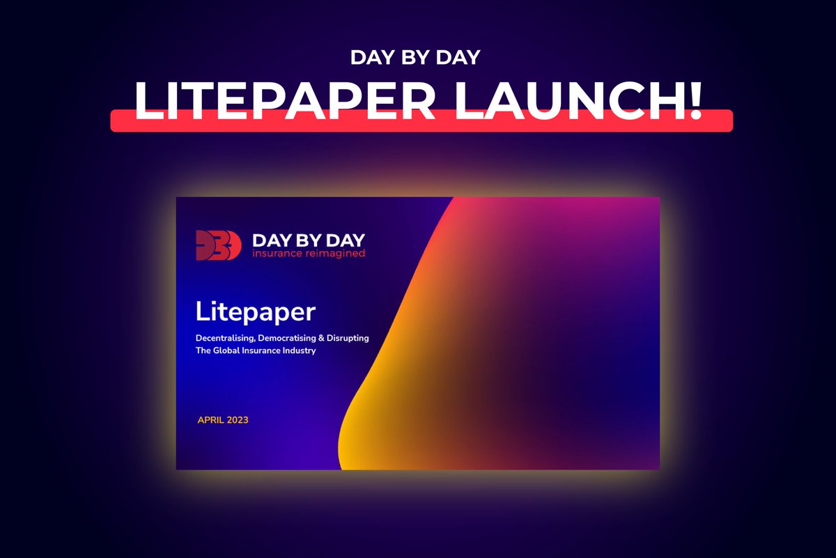 DayByDayio's tweet photo. 📣 BIG ANNOUNCEMENT! Day By Day's official #Litepaper is now LIVE! 🎉

Read how we are building the future of insurance on #web3 here:  https://t.co/zG6rmlzXzz

#Insurtech #Web3 #Startup #DeFi #NFTs #Decentralise #Democratise #Disrupt #insurance https://t.co/HZGvrXwsd0