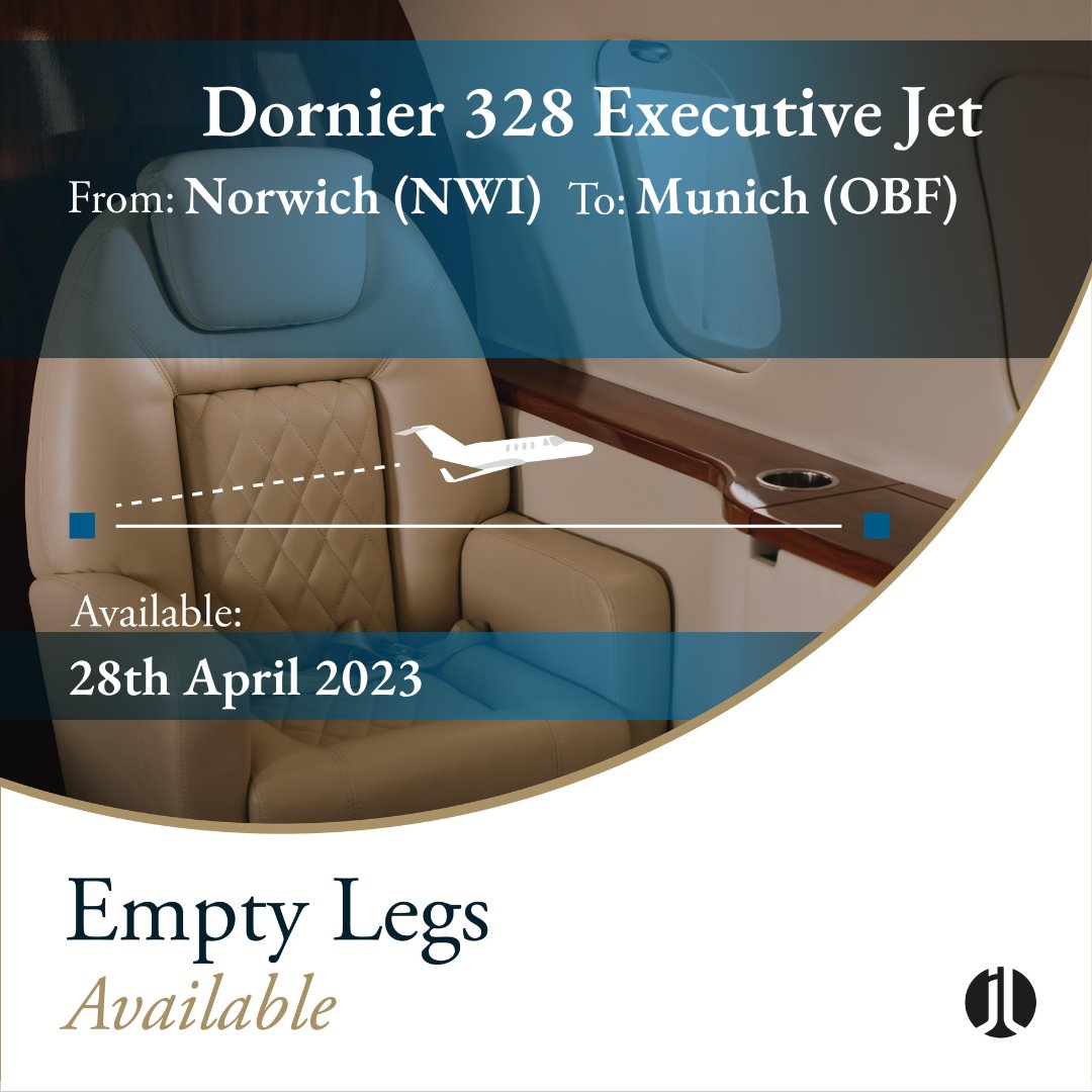 jetlogic's tweet photo. EMPTY LEG ALERT. Contact @jetlogic to discuss your #charter requirements. #Norwich >>> #Munich. 28th April 2023. 15pax. 

> +44 131 478 0802
> jlcharter@jetlogic.com

#JetLogic #EmptyLeg #JetCharter https://t.co/inDUenpG33