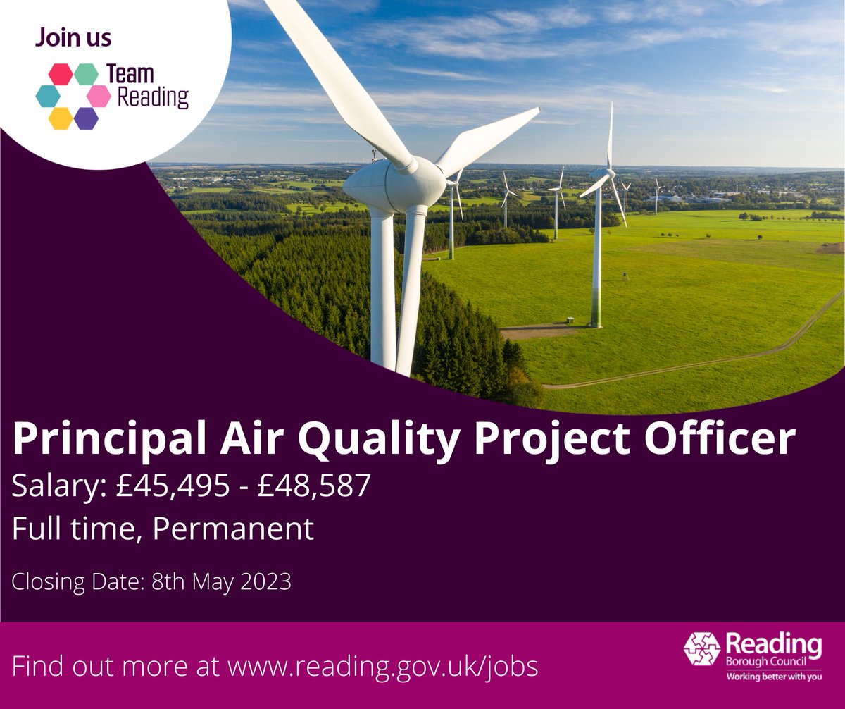 ReadingCouncil's tweet photo. It’s an exciting time for Reading, having successfully been awarded funding to coordinate and accelerate action on air quality matters!
More details here: https://t.co/WVdNc8ZYgh
#newjob #airquality #projectofficer #teamreading #rdguk https://t.co/ipXVfnF3Zq